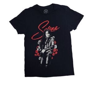 SELENA Quintanilla black short sleeve graphic crew neck tee shirt S‎